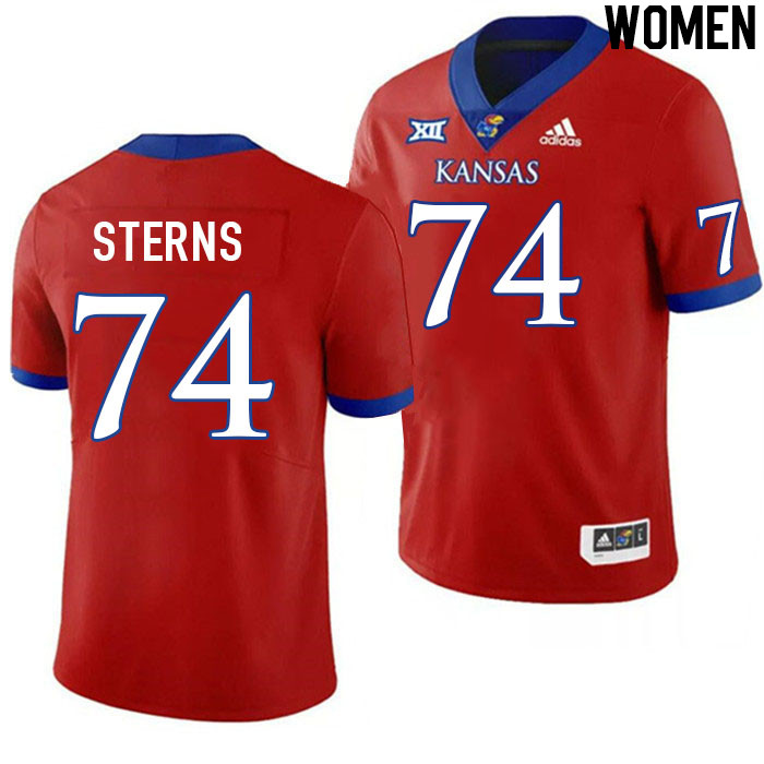 Women #74 De'Kedrick Sterns Kansas Jayhawks College Football Jerseys Stitched Sale-Red